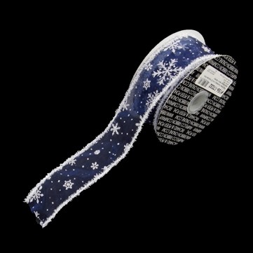 スノーフレーク ブルー/ホワイト 巾5cm 9M巻