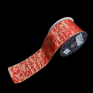 メリークリスマス レッド/ゴールド 巾7.5cm 18M巻