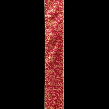 メリークリスマス ワイン/ゴールド 巾7.5cm 9M巻
