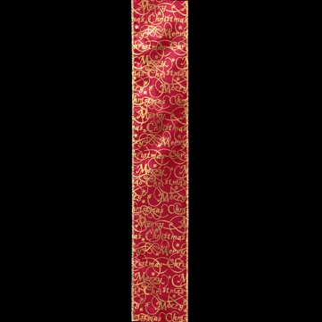 メリークリスマス ワイン/ゴールド 巾7.5cm 18M巻