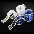 スノーフレーク ブルー/ホワイト 巾5cm　18M巻